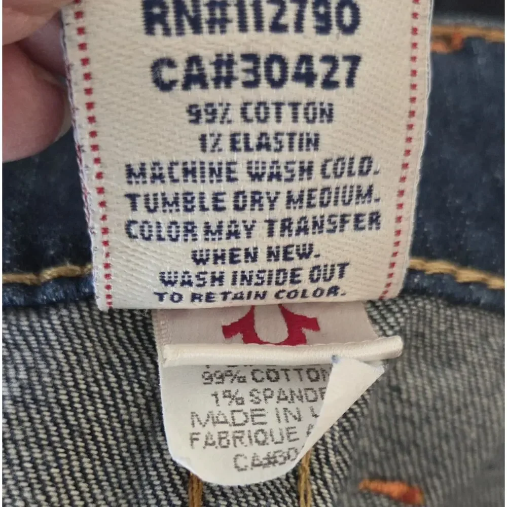 True Religion Logan Jeans Men's 34 x 33 Made in USA Y2K Button Fly Straight Leg